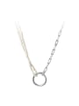 thumb 925 Sterling Silver Geometric Minimalist  circle asymmetry Necklace 3