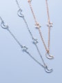 thumb 925 Sterling Silver Hollow Star Moon Minimalist Necklace 0