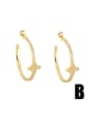 thumb Brass Cubic Zirconia Geometric Vintage Hoop Earring 1