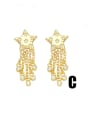 thumb Brass Imitation Pearl Pentagram Trend Stud Earring 3
