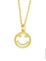 thumb Brass Cubic Zirconia Hollow Smiley Hip Hop Necklace 1