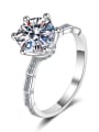 thumb Sterling Silver Moissanite White Round Engagement Rings 4