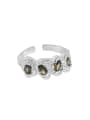 thumb 925 Sterling Silver Glass Stone Irregular Vintage Band Ring 4