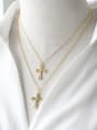 thumb Brass Cubic Zirconia Cross Hip Hop Regligious Necklace 1