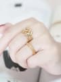 thumb Brass Cubic Zirconia Leaf Hip Hop Band Ring 1