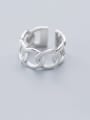 thumb 925 Sterling Silver Hollow  Geometric Minimalist Free Size Band Ring 0