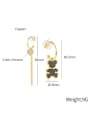 thumb Brass Cubic Zirconia Asymmetrical Tassel Cute Huggie Earring 2