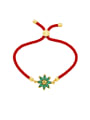 thumb Brass Cubic Zirconia Flower Trend Handmade Weave Bracelet 3
