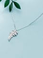 thumb 925 Sterling Silver Cubic Zirconia Dainty Leaf Pendant Necklace 0