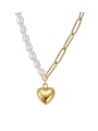 thumb 925 Sterling Silver Freshwater Pearl Heart Minimalist Asymmetrical Chain Necklace 0