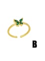 thumb Brass Cubic Zirconia Butterfly Cute Band Ring 4