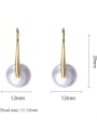 thumb Brass Freshwater Pearl Geometric Minimalist Stud Earring 3