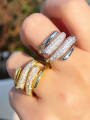 thumb Brass Cubic Zirconia Double Layer Irregular Luxury Ring 1