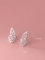 thumb 925 Sterling Silver Cubic Zirconia Butterfly Minimalist Stud Earring 3