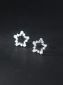 thumb 925 Sterling Silver Cubic Zirconia Flower Minimalist Stud Earring 3