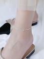 thumb 925 Sterling Silver minimalist double layer chain pentagonal Star anklet 2