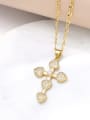 thumb Brass Cubic Zirconia Heart Hip Hop Regligious Necklace 3