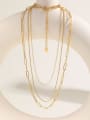 thumb Stainless steel Irregular Minimalist Multi  Three Layers Chain Necklace 1