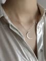thumb 925 Sterling Silver Smooth Moon Star Diamond Necklace 2