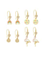 thumb Brass Cubic Zirconia Rainbow Minimalist Hook Earring 0