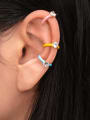 thumb 925 Sterling Silver Cubic Zirconia Enamel Geometric Minimalist Single Earring 1