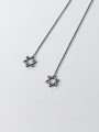 thumb 925 Sterling Silver  Minimalist Black  Six-Pointed Star Chain Threader Earring 2