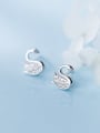 thumb 925 Sterling Silver Cubic Zirconia Swan Dainty Earring 0