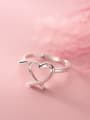thumb 925 Sterling Silver Hollow Line Heart Minimalist Band Ring 0