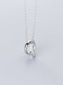 thumb 925 Sterling Silver Rhinestone Fashion Simple Hollow Diamond Round  Necklace 2