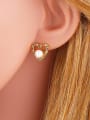 thumb Brass Imitation Pearl Heart Ethnic Stud Earring 1