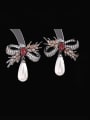thumb Brass Cubic Zirconia Bowknot Vintage Cluster Earring 1