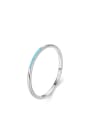 thumb 925 Sterling Silver Turquoise Round Minimalist Band Ring 2