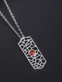 thumb 925 Sterling Silver  Vintage South Red Hollow Partition Necklace 1