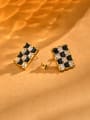 thumb Brass Cubic Zirconia Rectangle Hip Hop Cluster Earring 2