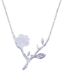 thumb 925 Sterling Silver Crystal Flower Vintage Necklace 2