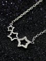 thumb 925 Sterling Silver Cubic Zirconia Hollow Star Vintage Necklace 3