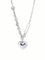 thumb 925 Sterling Silver  Asymmetric chain Hip Hop Heart Pendant Necklace 3