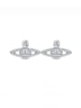 thumb 925 Sterling Silver Cubic Zirconia Planet Vintage Stud Earring 2