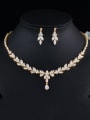 thumb Brass Cubic Zirconia Luxury Earring and Necklace Set 0
