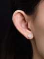 thumb 925 Sterling Silver Jade Round Minimalist Stud Earring 1
