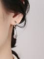 thumb 925 Sterling Silver Cubic Zirconia Feather Vintage Drop Earring 1
