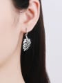 thumb 925 Sterling Silver Moissanite Leaf Minimalist Huggie Earring 1