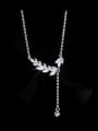 thumb 925 Sterling Silver Cubic Zirconia Wheatear Dainty Tassel Necklace 0