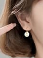 thumb 925 Sterling Silver Shell Round Minimalist Hook Earring 2
