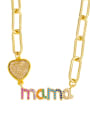 thumb Brass Cubic Zirconia Letter MAMA Minimalist Pendant Necklace 2