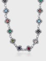 thumb 925 Sterling Silver Cubic Zirconia Flower Vintage Necklace 3