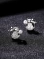 thumb 925 Sterling Silver Cubic Zirconia Mouse Minimalist Stud Earring 3