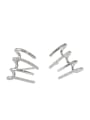 thumb 925 Sterling Silver Rhinestone Geometric Dainty Clip Earring 4