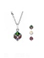thumb 925 Sterling Silver Austrian Crystal Geometric Classic Necklace 0