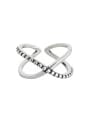 thumb 925 Sterling Silver With Platinum Plated Simplistic Cross Free Size Rings 0